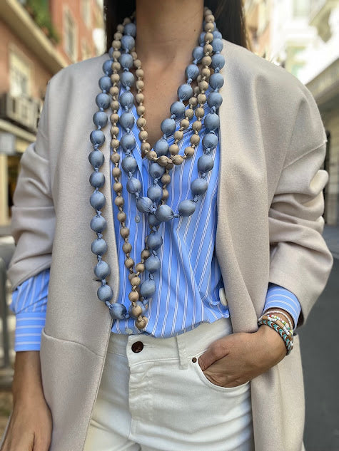 Necklace il Baco Da Seta Maxi Blue Silk Ball