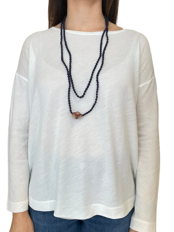 Il Baco Da Seta Necklace Navy Cushion