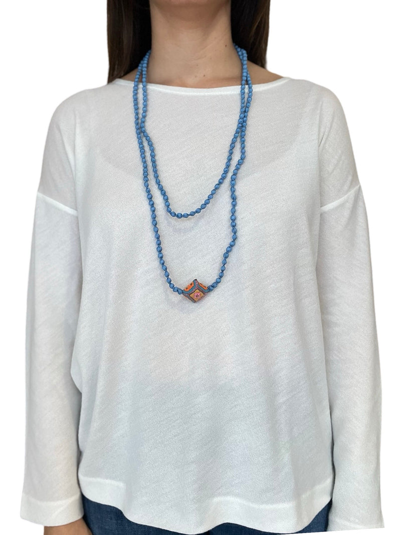 Il Baco Da Seta Light Blue Pillow Necklace