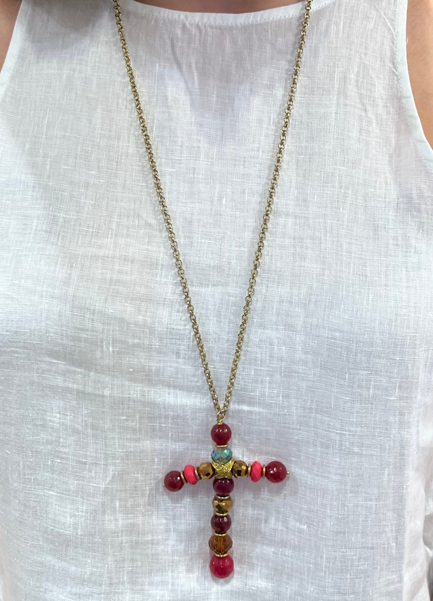 Collar Largo Il Baco da Seta Cruz Granate