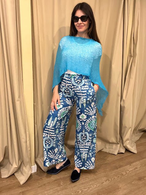 Poncho Il Baco Da Seta Cyan