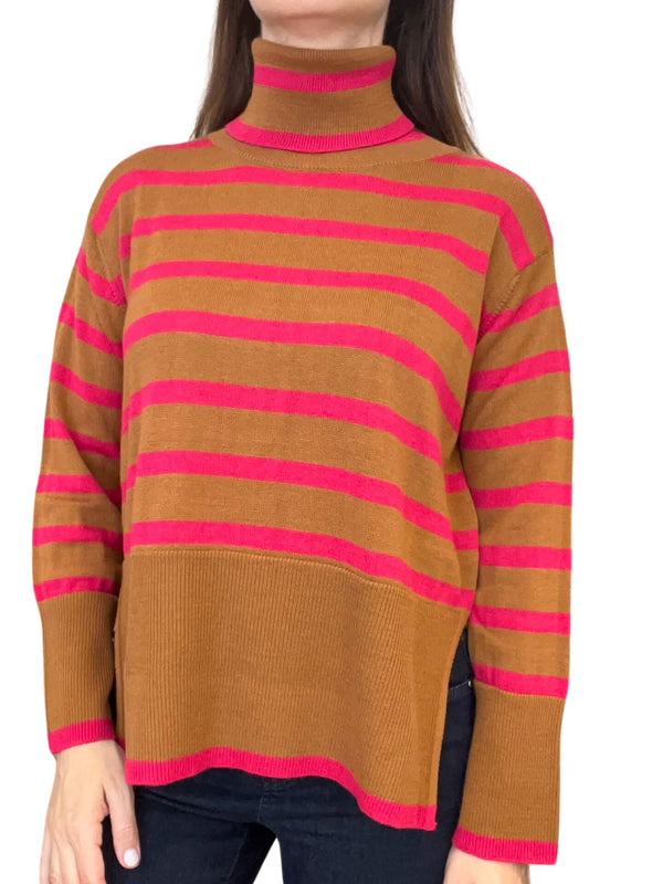 Byu Swan Bicolor Striped Sweater