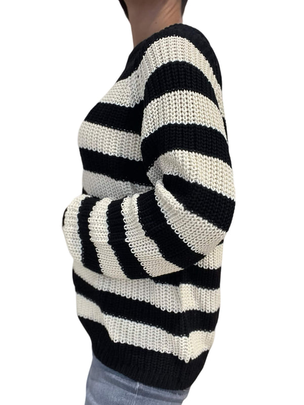 Black Striped Velvet Jersey