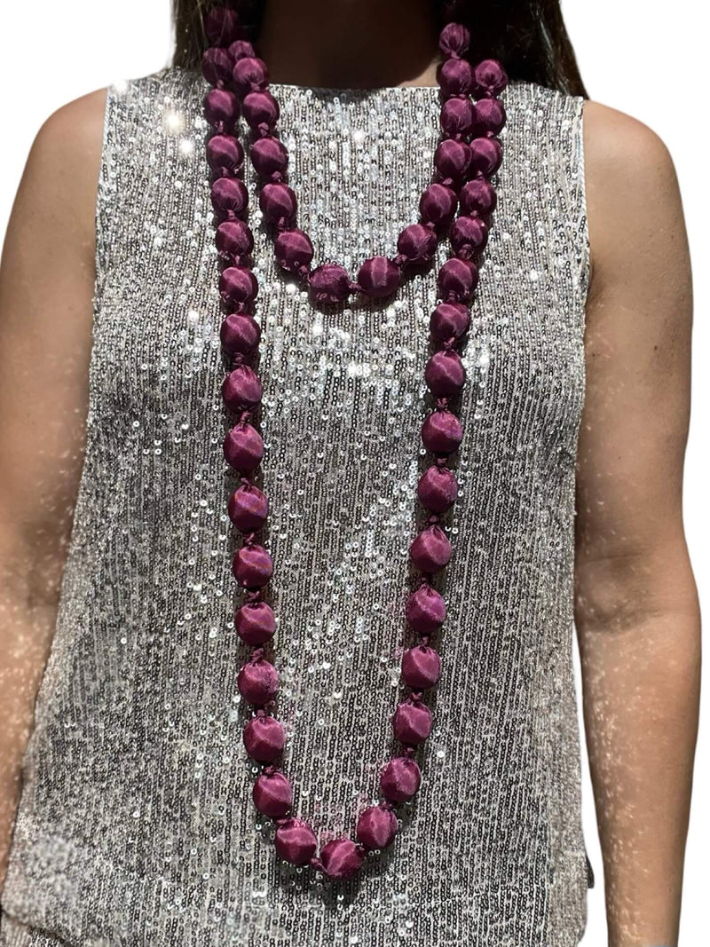 Il Baco Da Seta Maxi Magenta Silk Ball Necklace