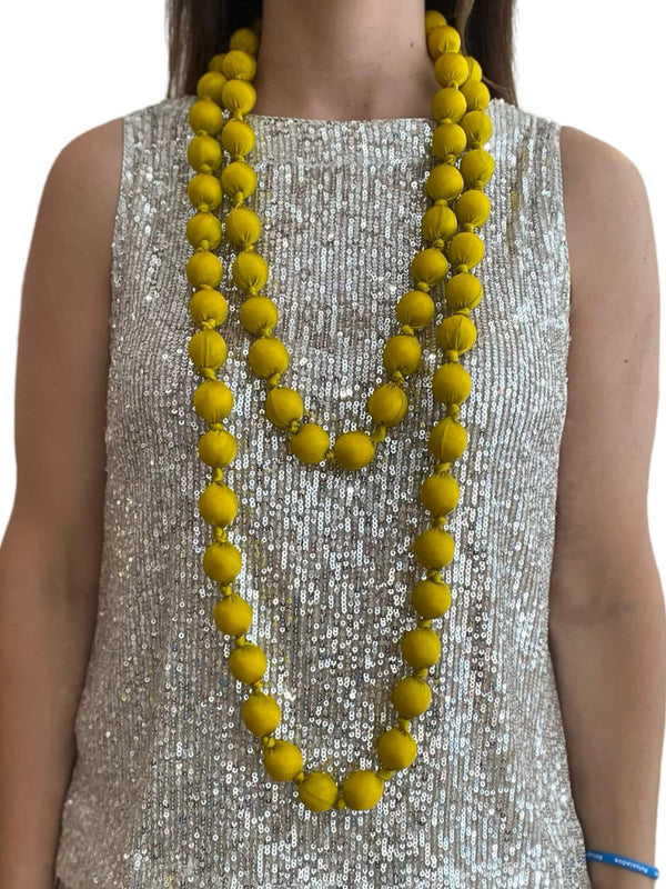 Il Baco Da Seta Maxi Mustard Silk Ball Necklace