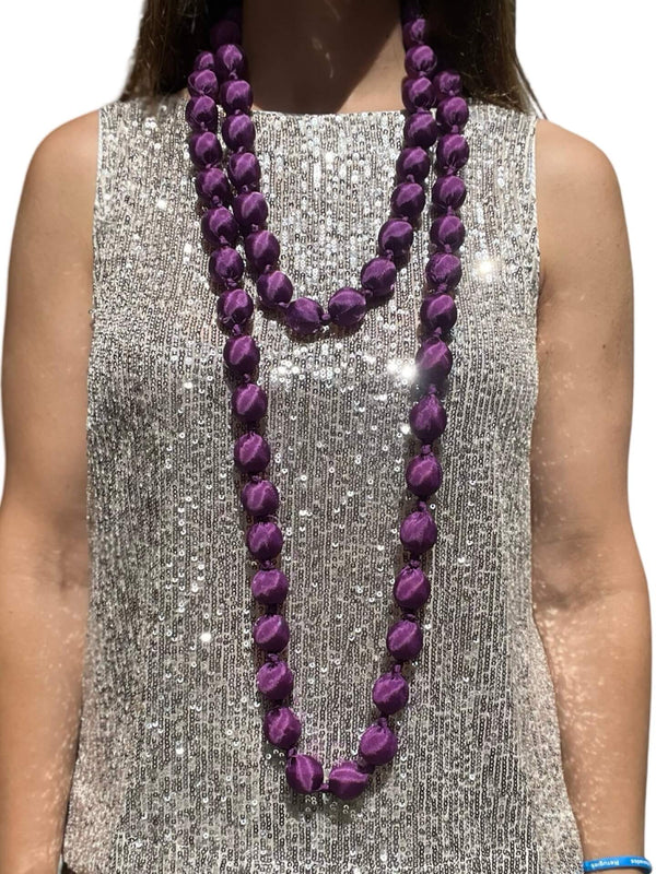 Il Baco Da Seta Maxi Violet Silk Ball Necklace