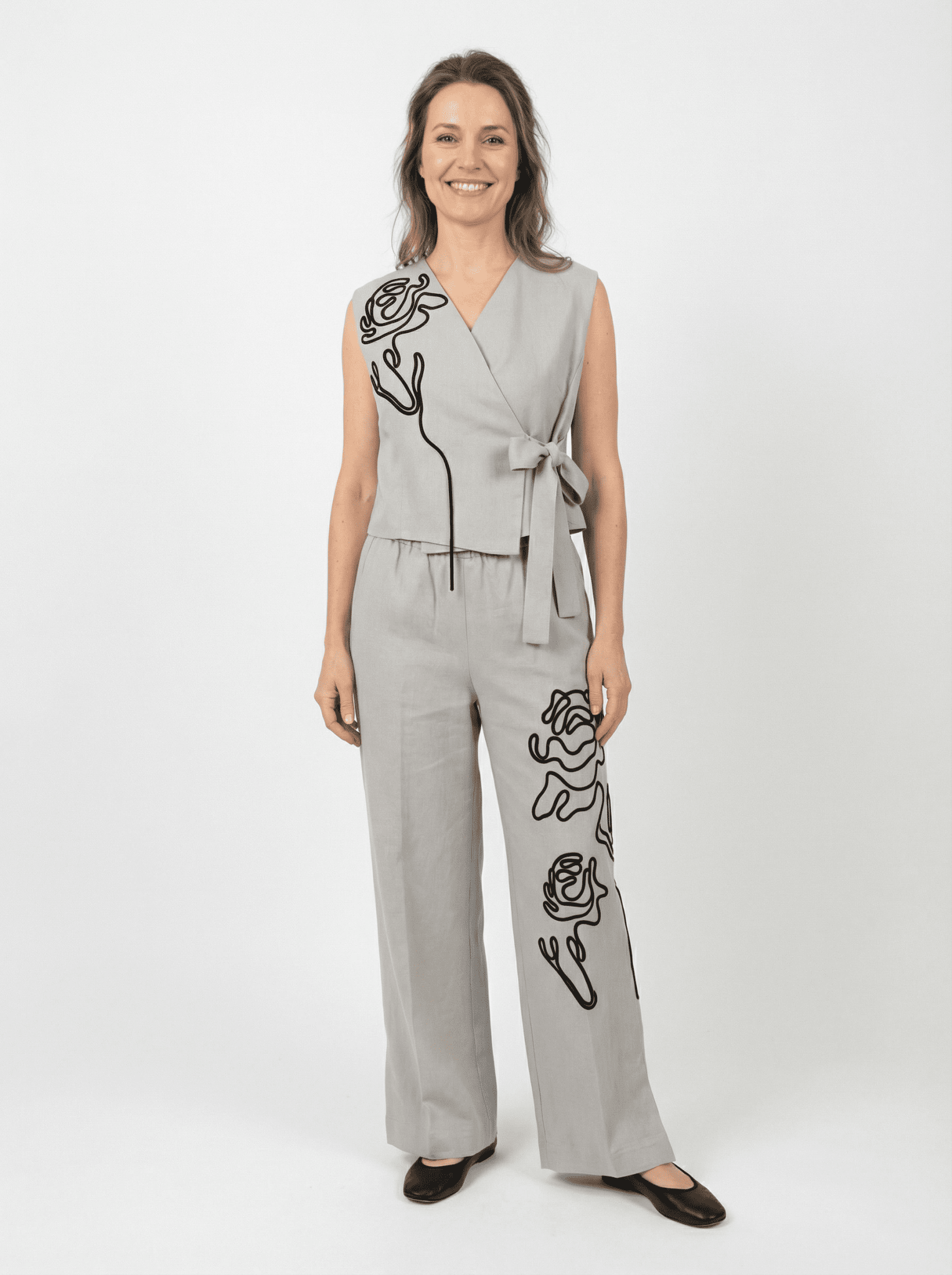 Pantalon large brodé léger Conti