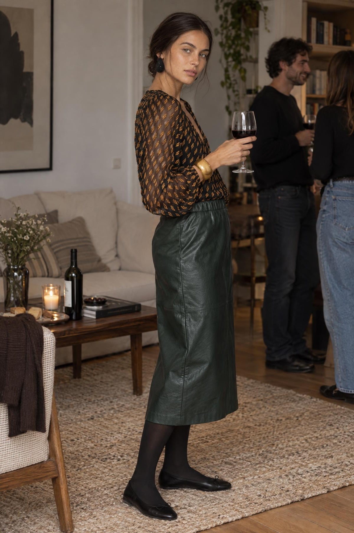 Falda Floor Polipiel Verde