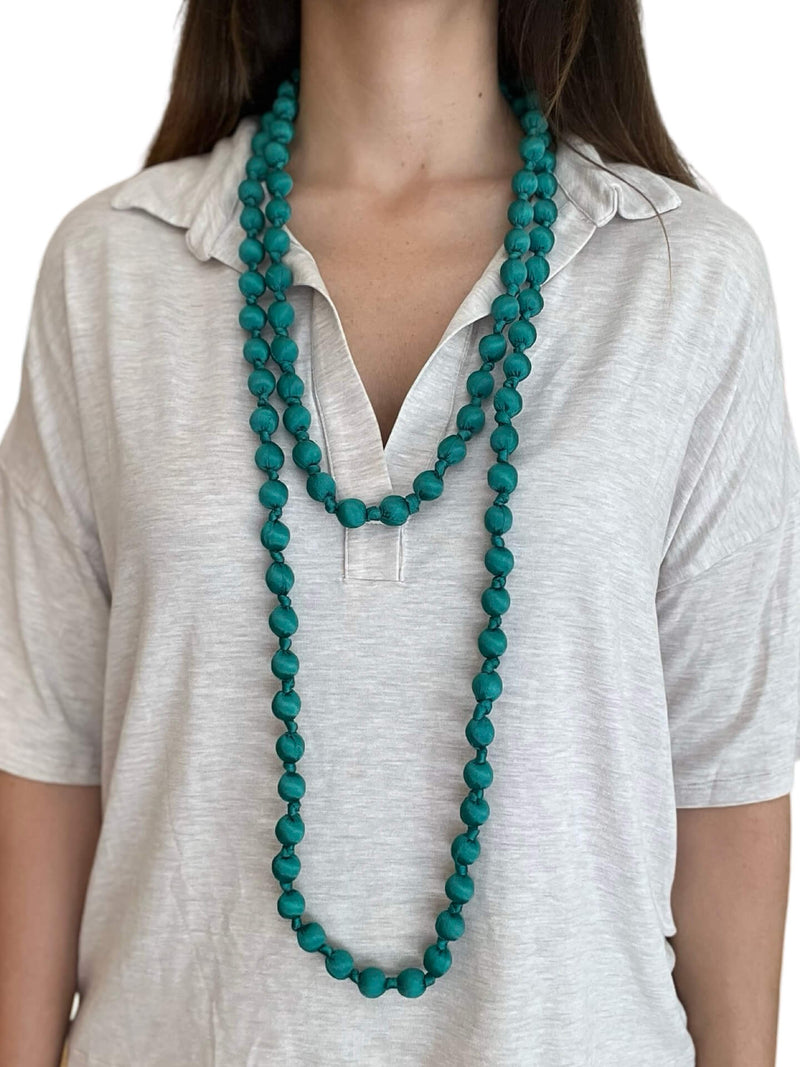 Il Baco Da Seta Water Green Silk Ball Necklace