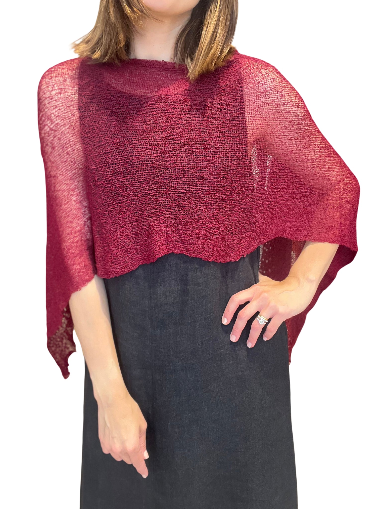 Poncho Il Baco Da Seta Garnet