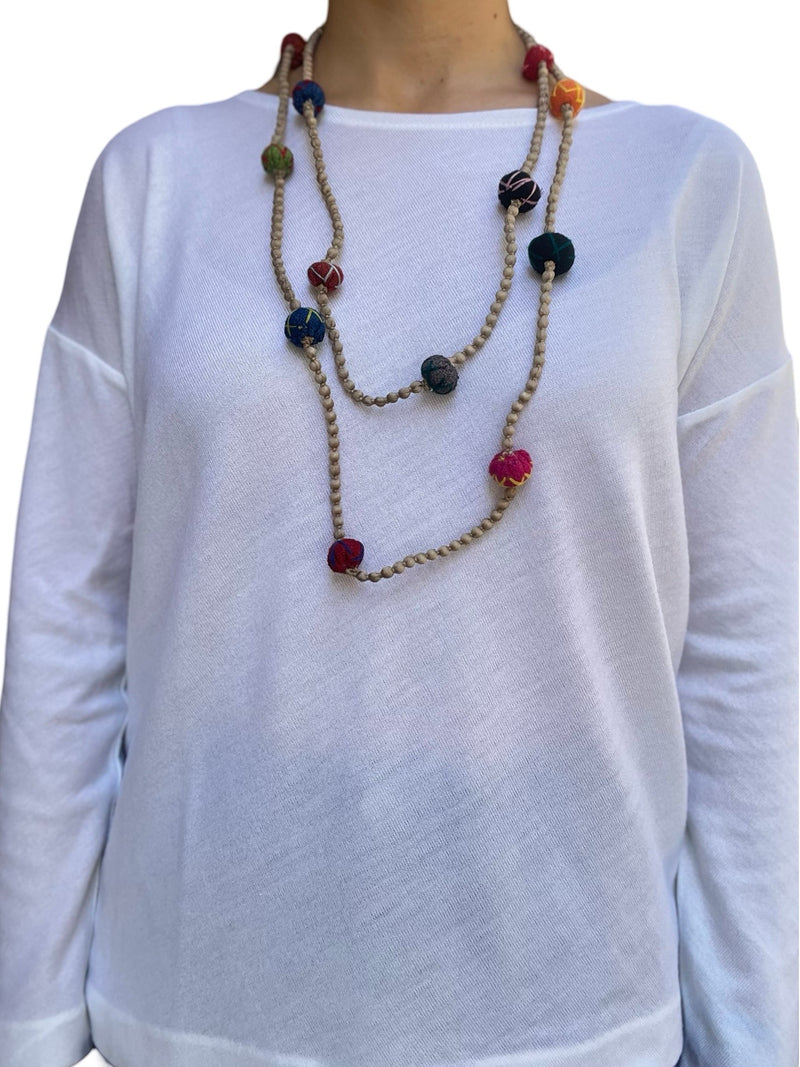 Il Baco Da Seta Necklace Cotton Balls Beige Colors