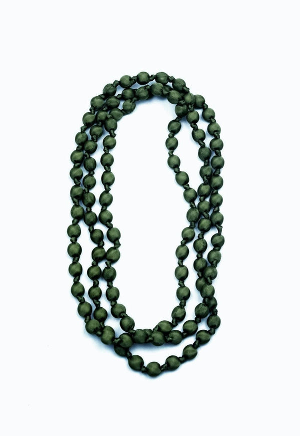 Il Baco Da Seta Kaki Silk Beads Necklace 6.7