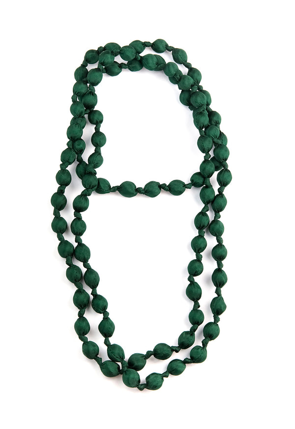 Il Baco Da Seta Pine Green Silk Ball Necklace 6.1