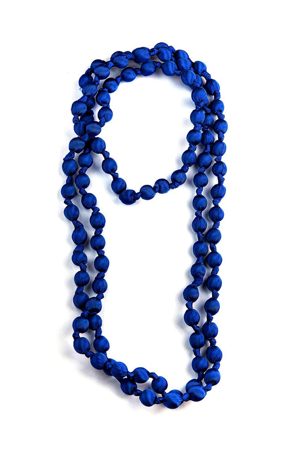 Il Baco Da Seta Electric Blue Silk Ball Necklace 3.5