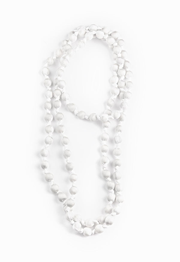Il Baco Da Seta White Silk Ball Necklace 18.1
