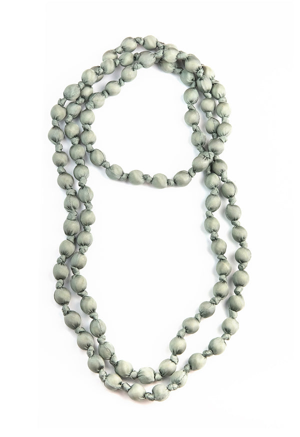 Il Baco Da Seta Pearl Gray Silk Ball Necklace 2.3