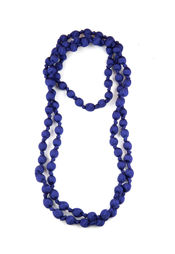 Il Baco Da Seta Necklace with Midnight Blue Silk Balls 3.3