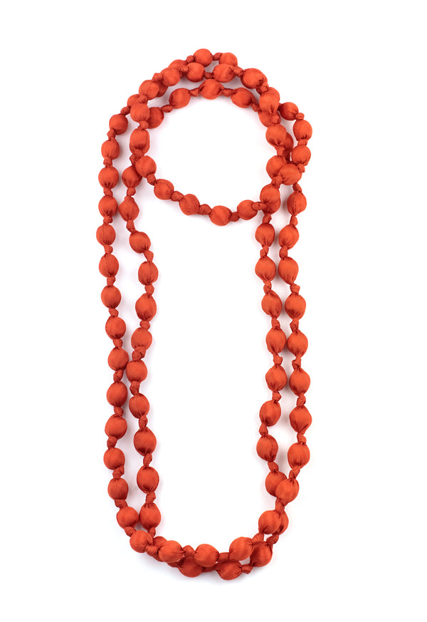 Il Baco Da Seta Orange Silk Ball Necklace 9.4