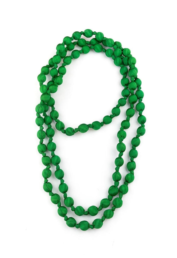 Il Baco Da Seta Green Silk Ball Necklace 6.2