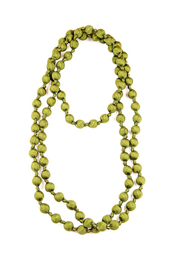 Il Baco Da Seta Collier Trèfle Perles De Soie Verte 6.5