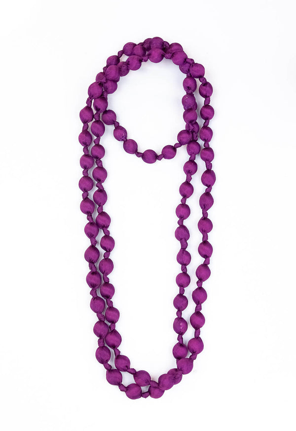 Il Baco Da Seta Violet Silk Ball Necklace 14.0