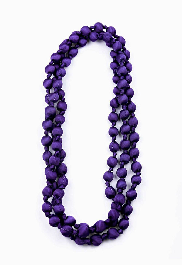 Il Baco Da Seta Necklace with Violet Blue Silk Balls