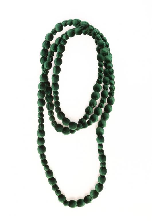 Il Baco Da Seta Emerald Green Velvet Ball Necklace