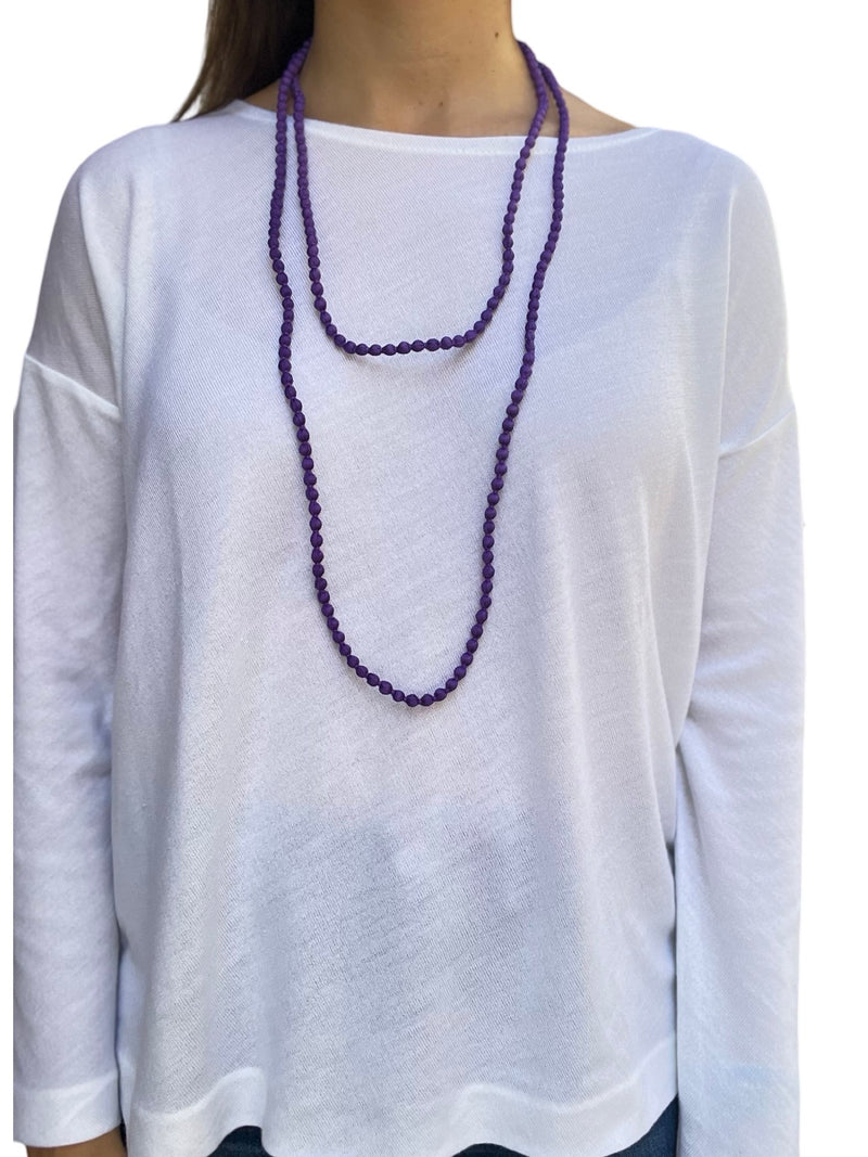 Il Baco Da Seta Purple Silk Beads Necklace