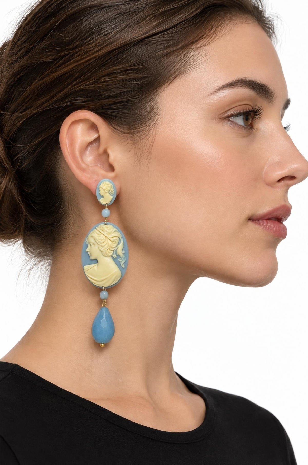 Pendientes Fabrizio Marcantelli Camafeo Colgante Grande Cielo