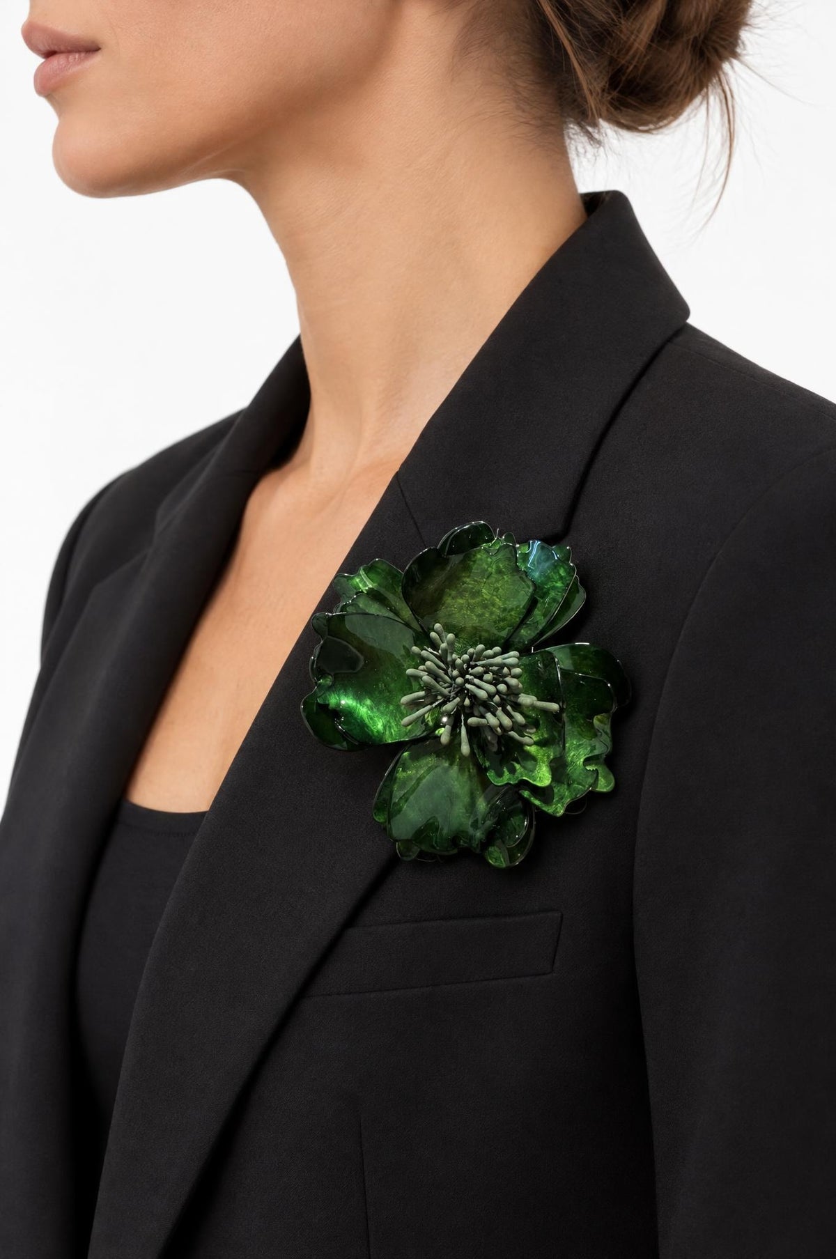 Spilla Il Baco Da Seta Fiore in resina verde