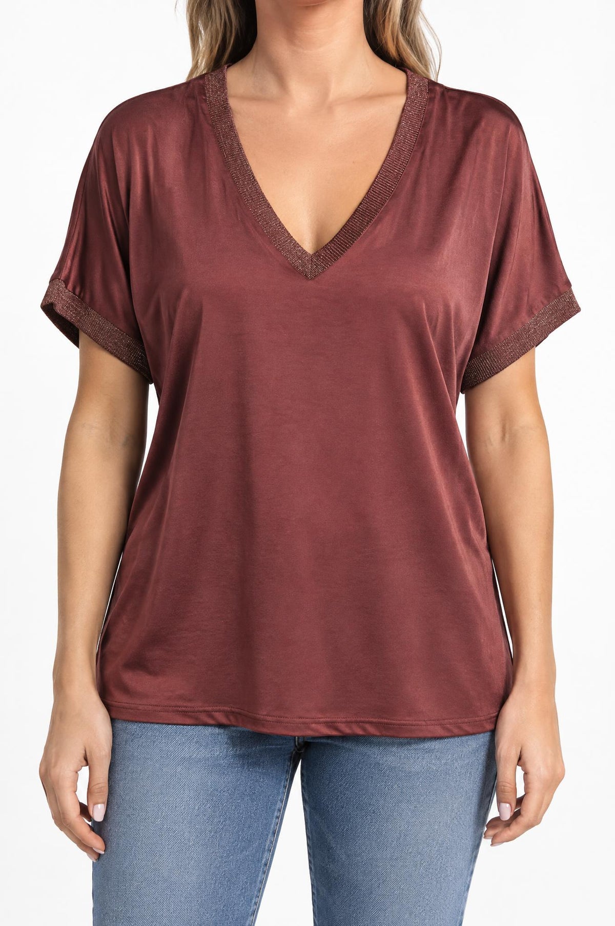 Top Sunny Studio Pico Lurex Granate