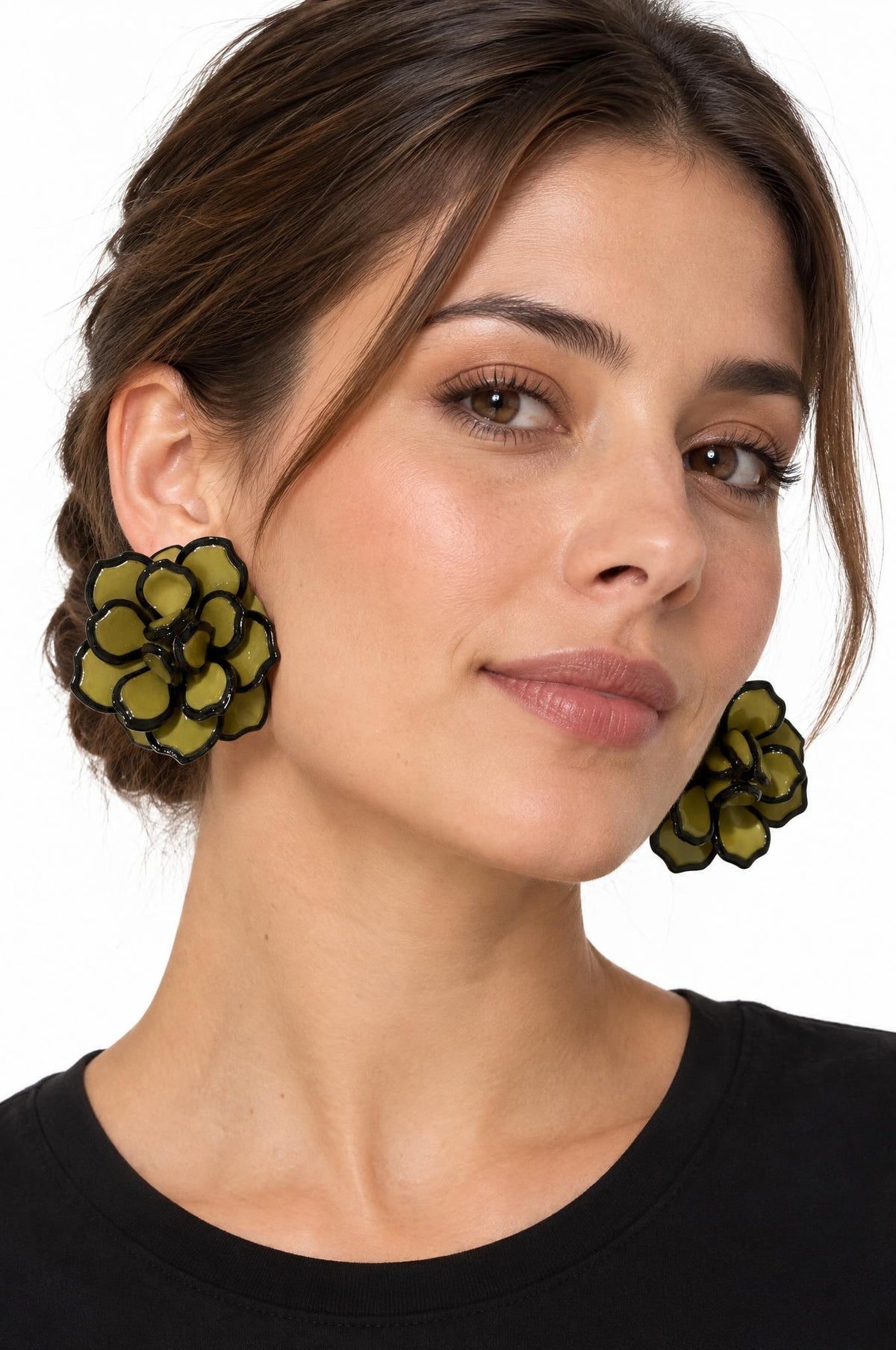 Pendientes Il Baco Da Seta Flor Resina Verde