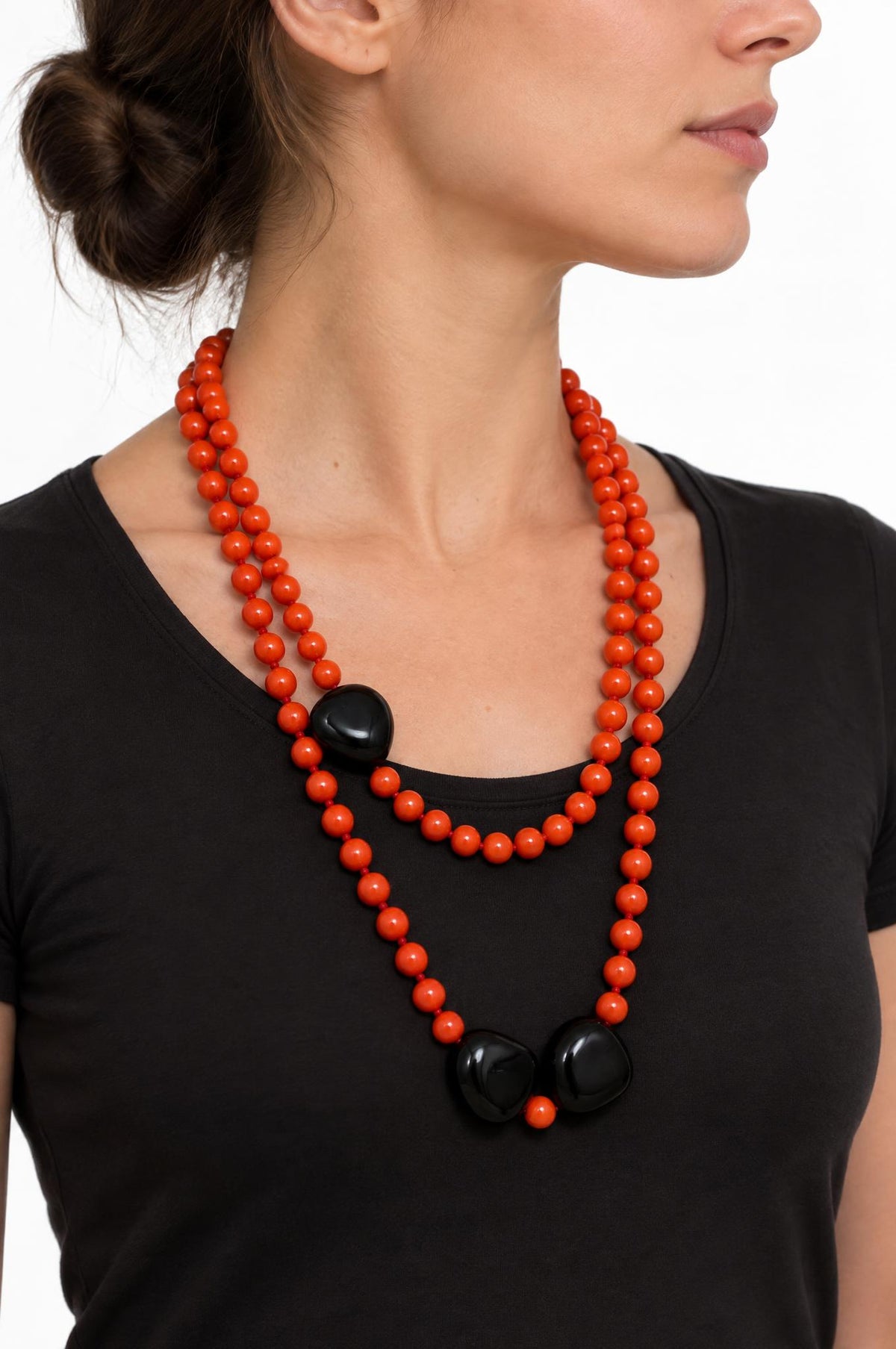 Collana Il Baco Da Seta Piastrella Perline Lunghe