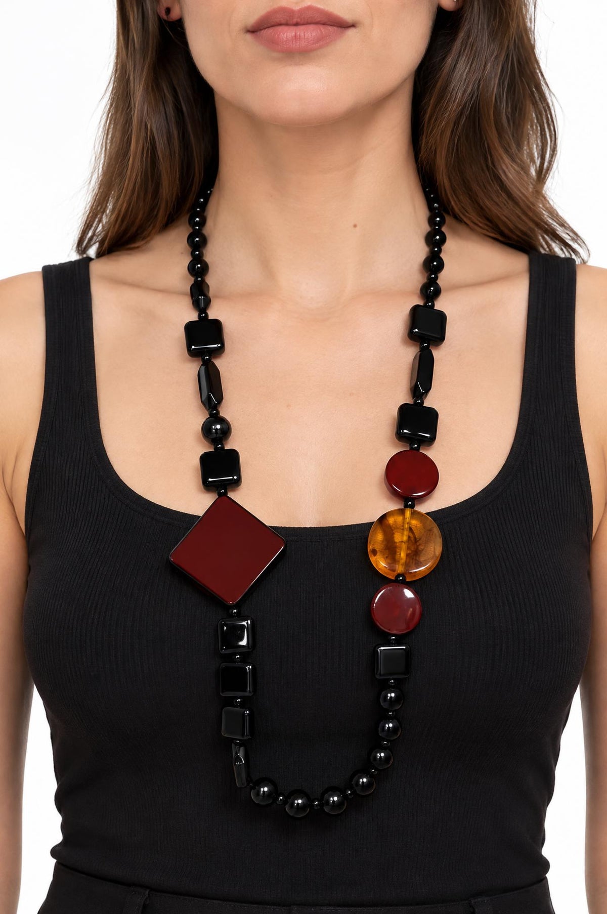 Collana Il Baco Da Seta Rombo Bordeaux