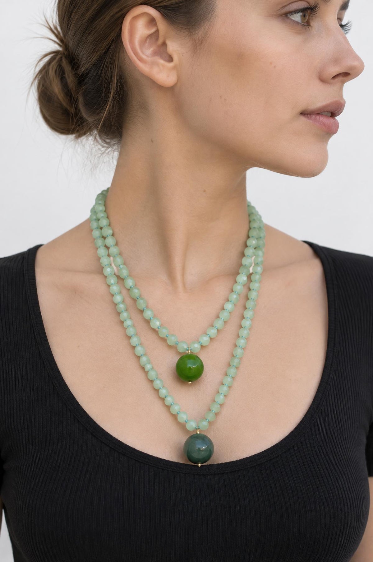 Collar Fabrizio Marcantelli Bolitas y 2 Bolas Grande Agua Marina