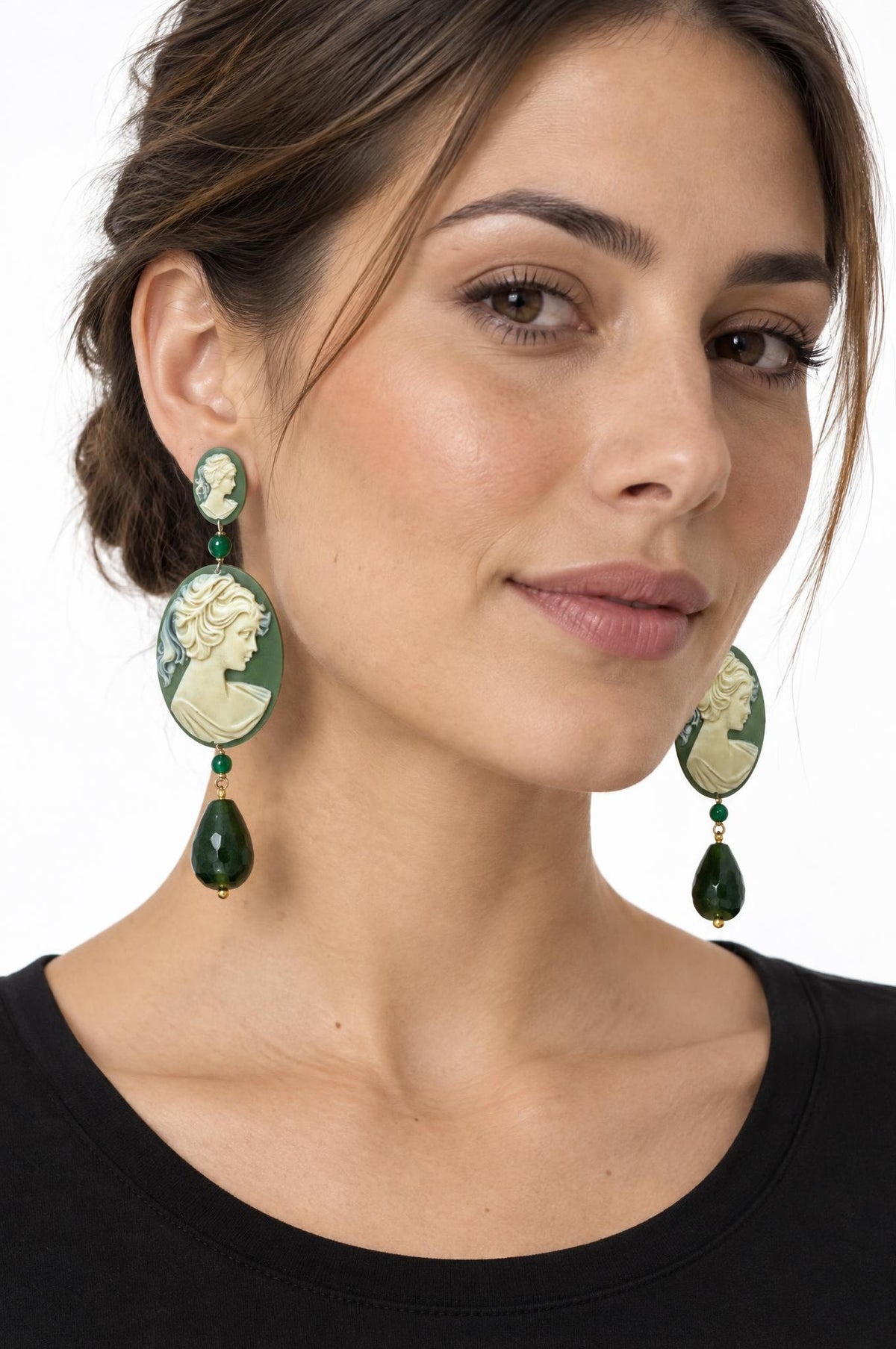 Pendientes Fabrizio Marcantelli Camafeo Colgante Verde