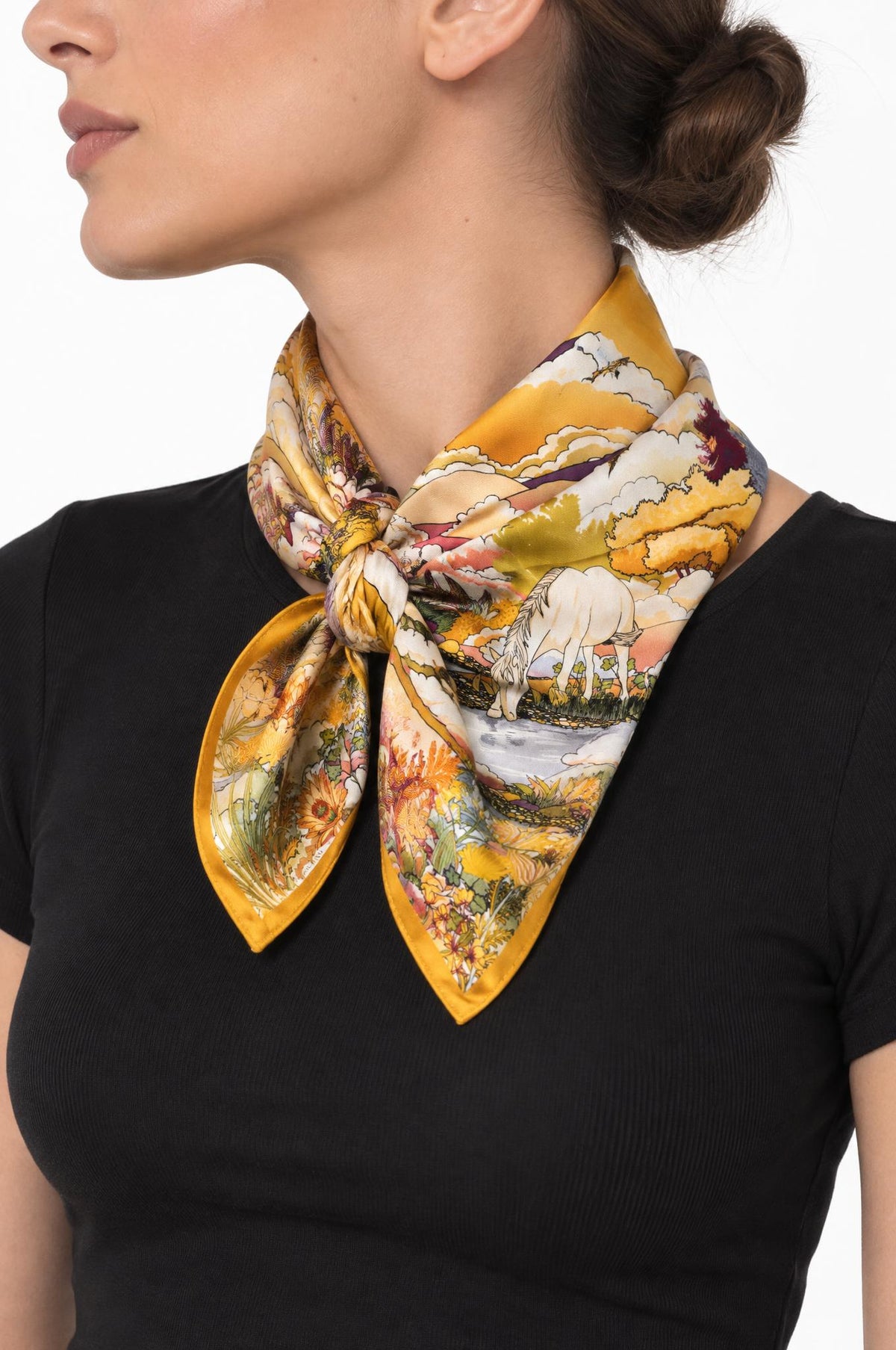 Foulard Maison Fanli Caballo Flores Amarillo
