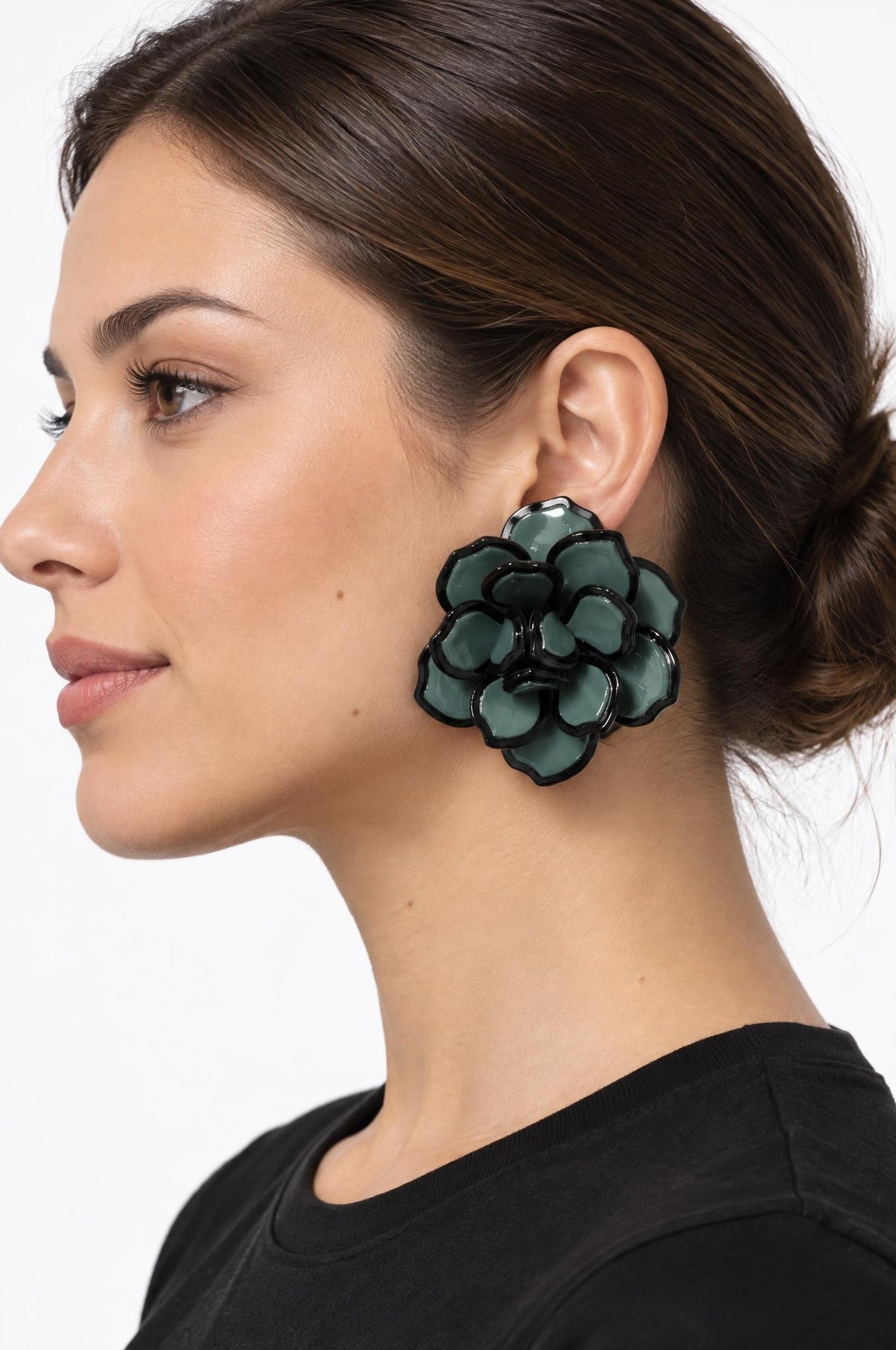 Pendientes Il Baco Da Seta Flor Resina Jade