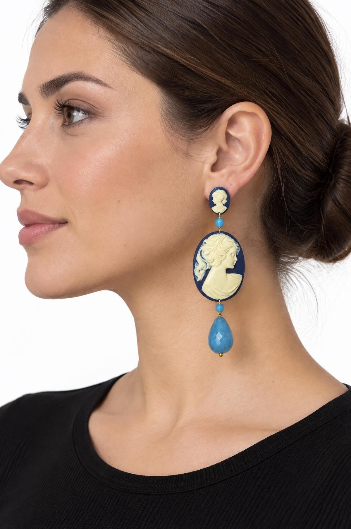 Pendientes Fabrizio Marcantelli Camafeo Colgante Grande Rosa