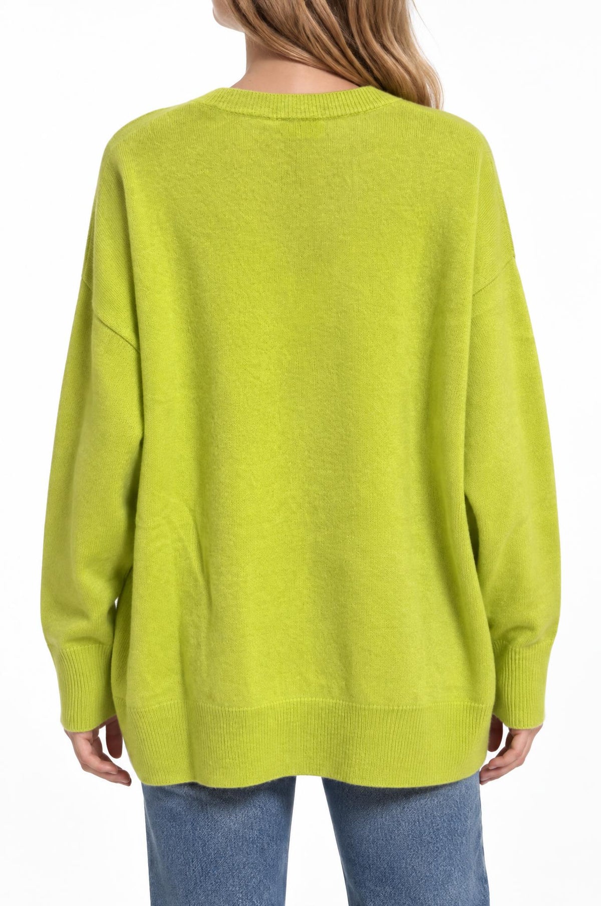 Jersey Solocasmir Pico Bolsillos Verde Acido