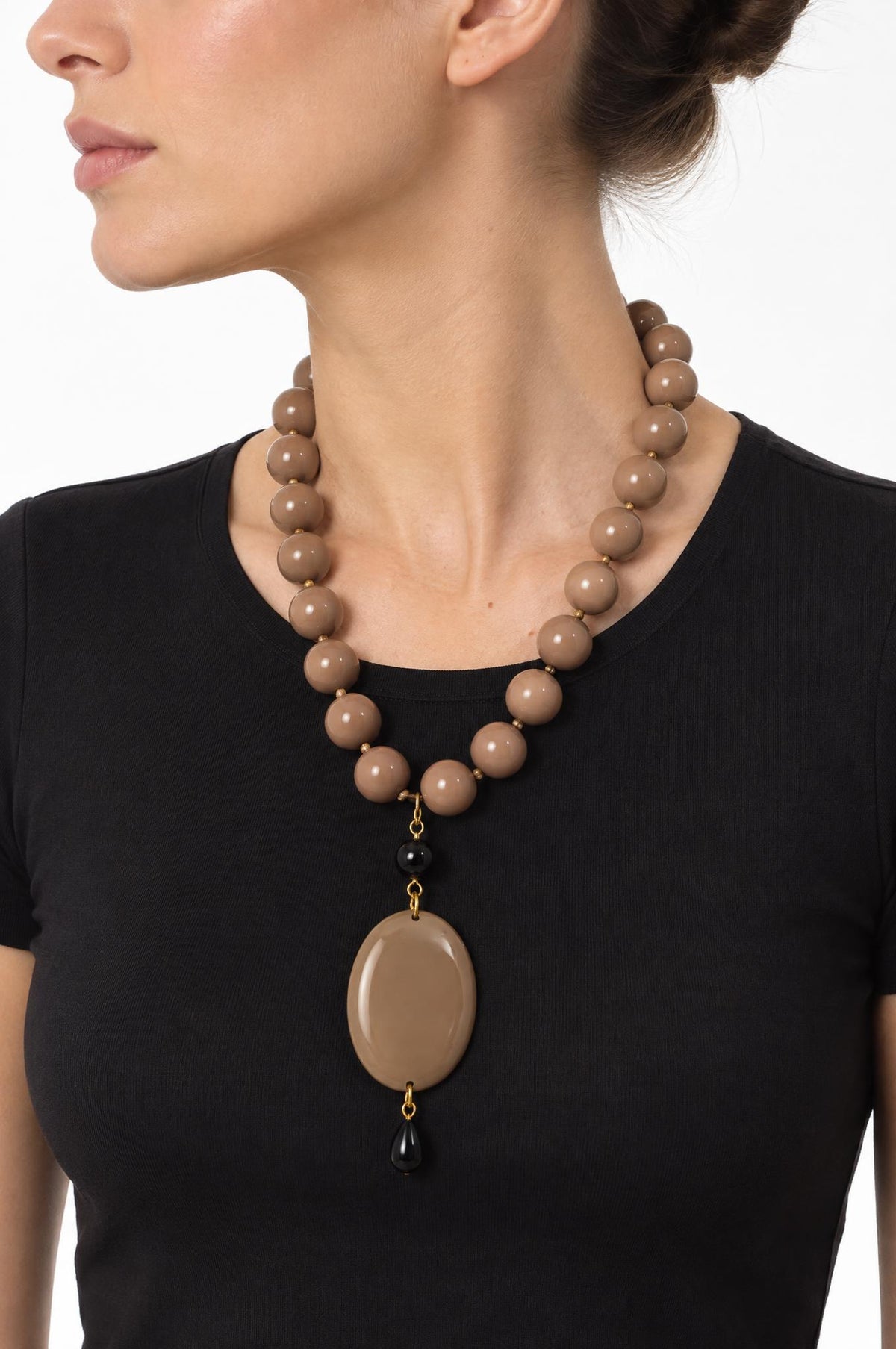 Tour de cou Il Baco Da Seta Pendentif Taupe