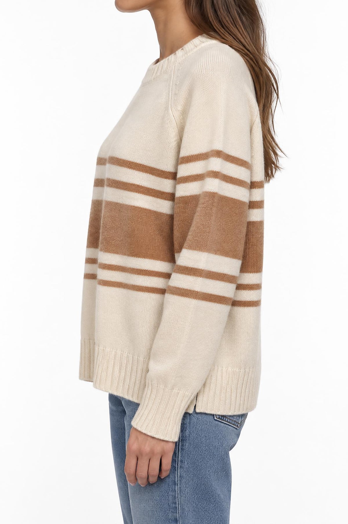 Jersey Solocasmir Rayas Camel Crudo
