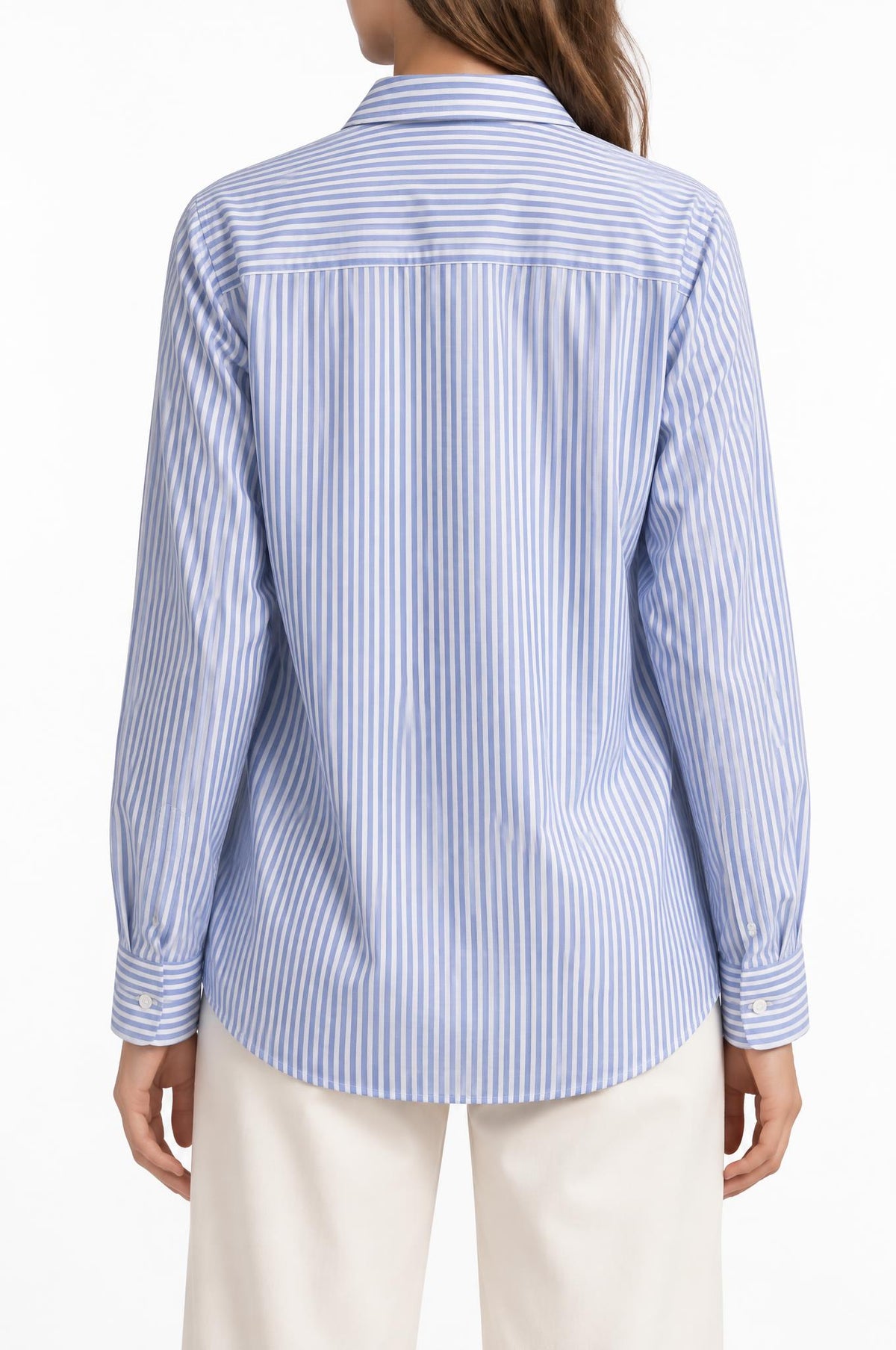 Camisa Academia Emily Tecno Rayas Azul Blanca