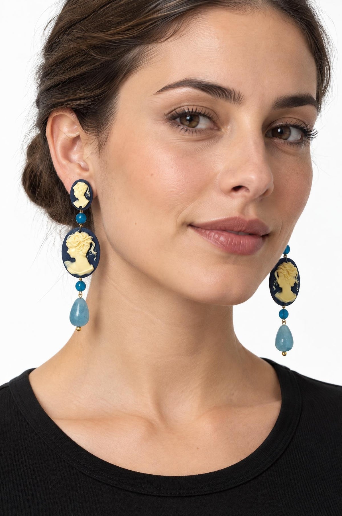 Pendientes Fabrizio Marcantelli Camafeo Colgante Azul