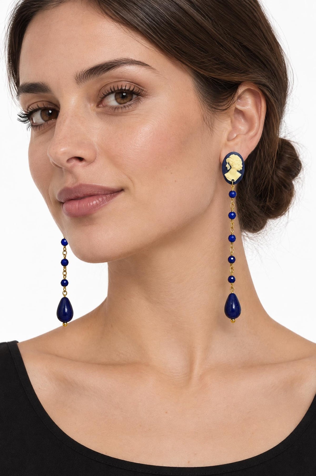 Pendientes Fabrizio Marcantelli Largos Camafeo Azul