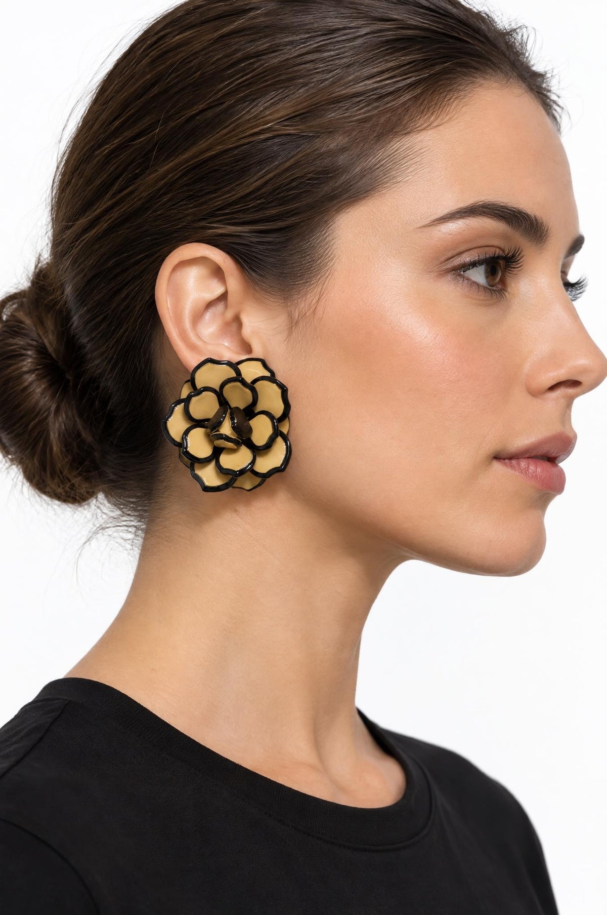 Pendientes Il Baco Da Seta Flor Resina Topo
