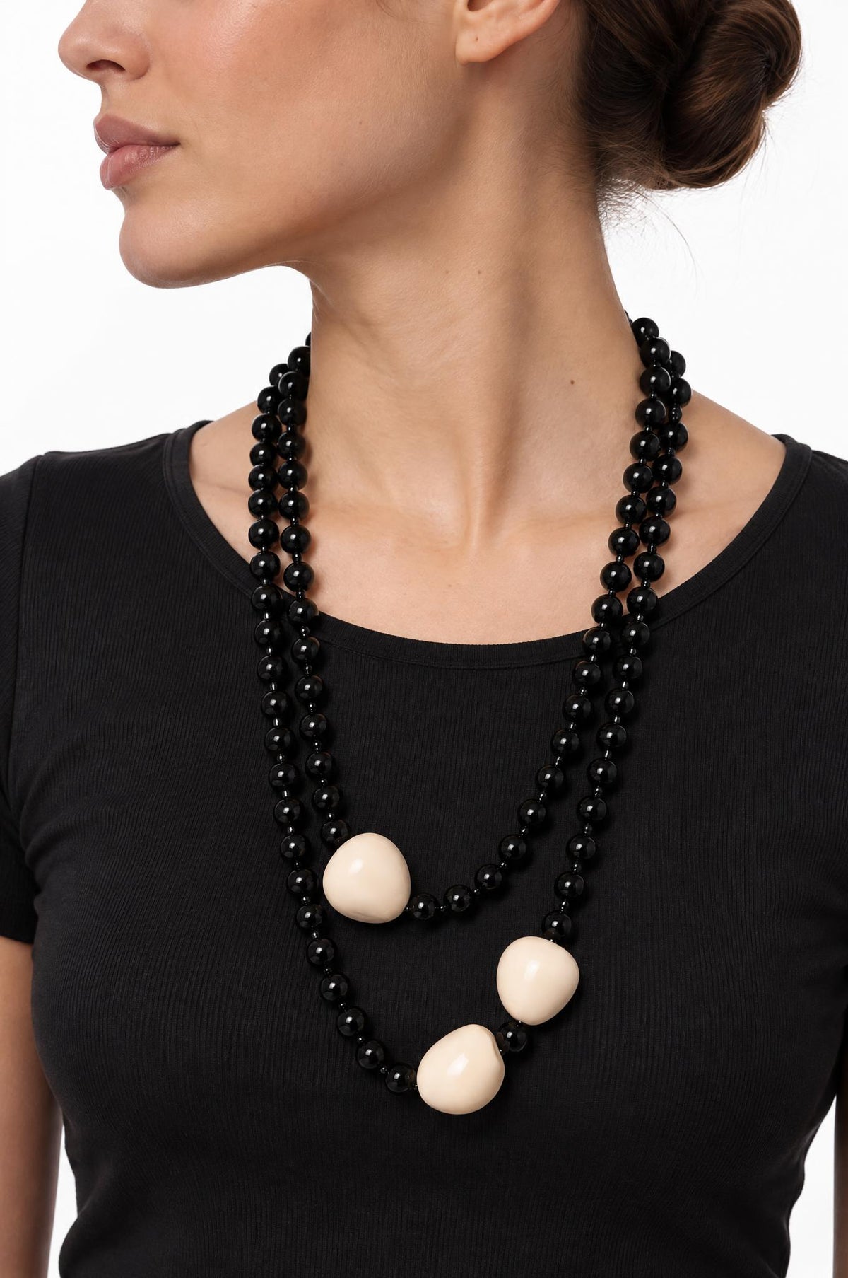 Collana Il Baco Da Seta Perline nere lunghe