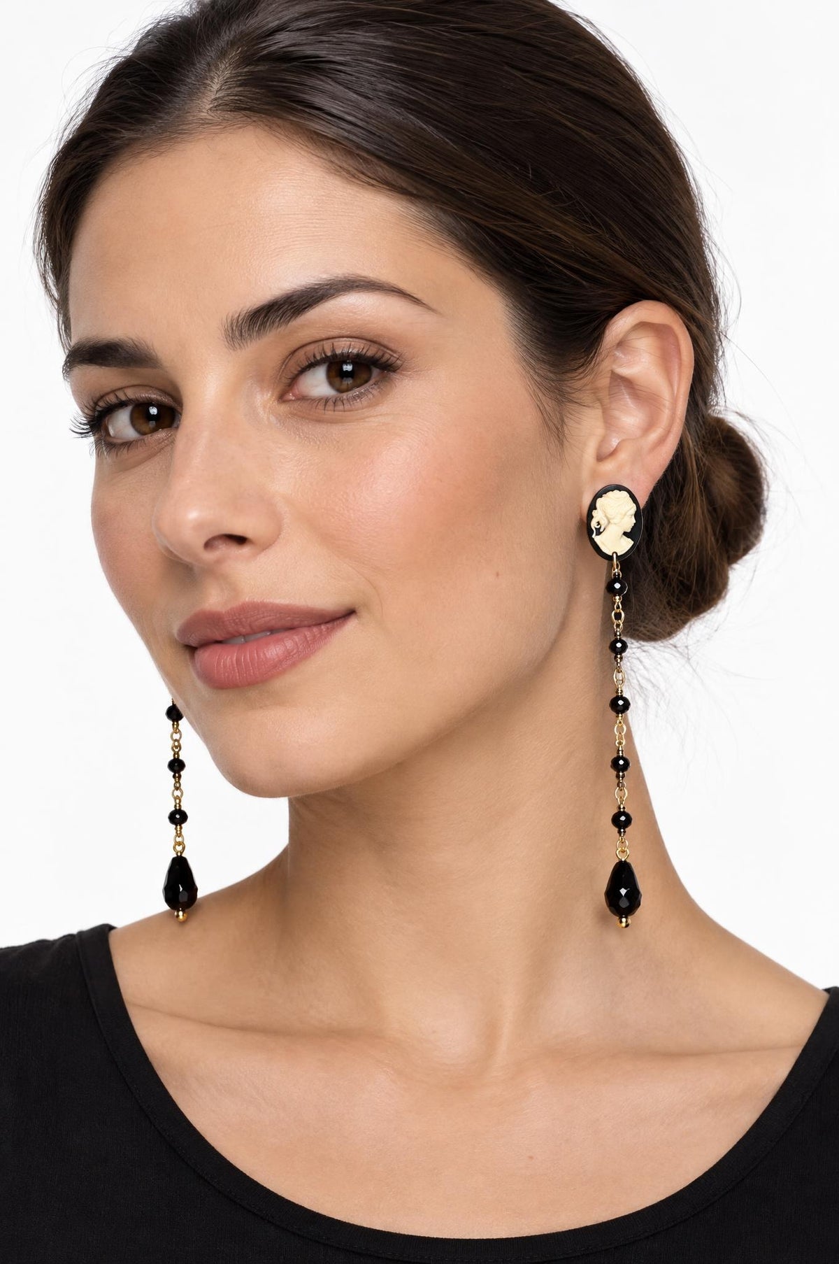 Pendientes Fabrizio Marcantelli Largos Camafeo Negro