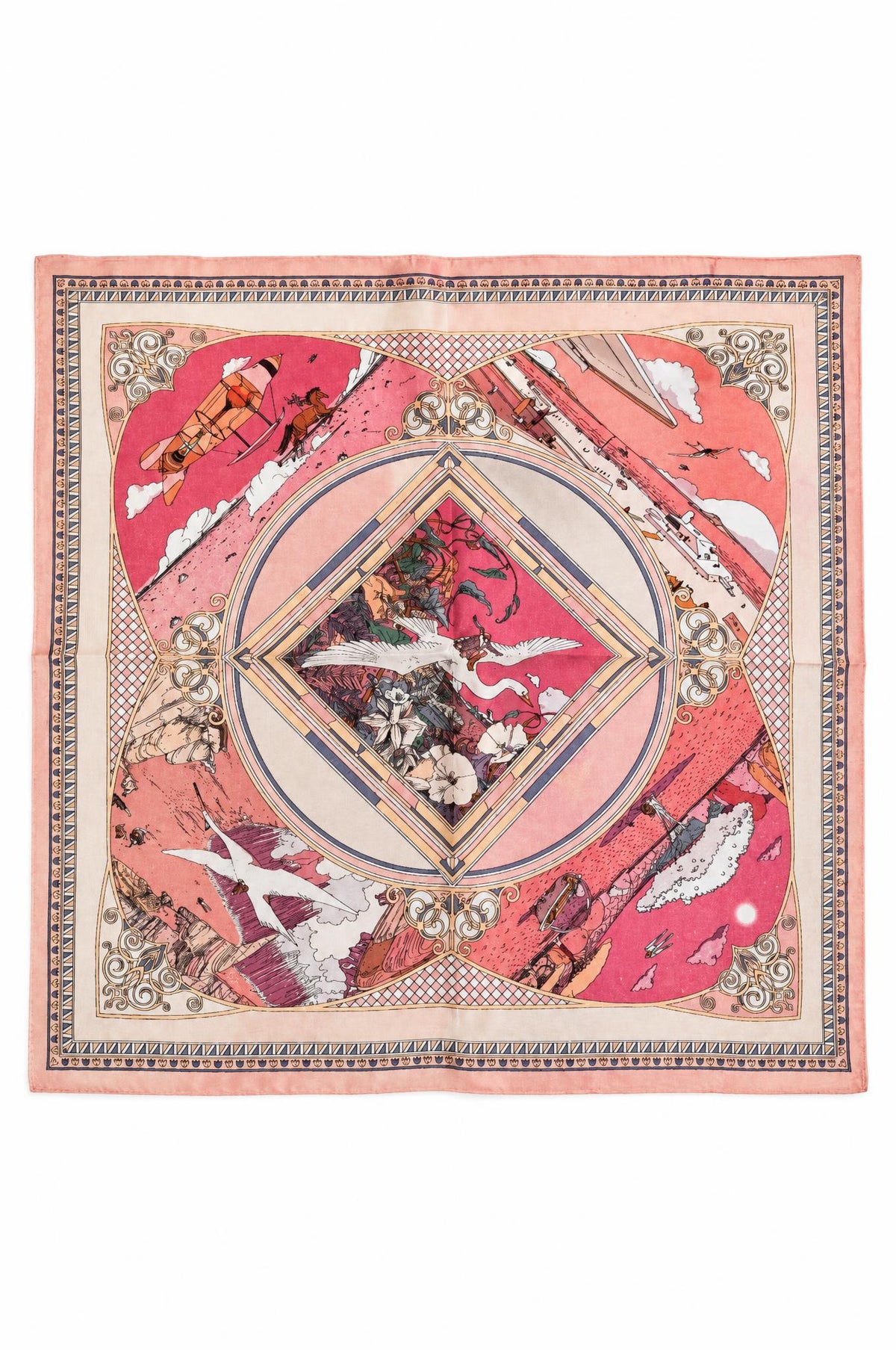Foulard Maison Fanli Cigüeña Rosa