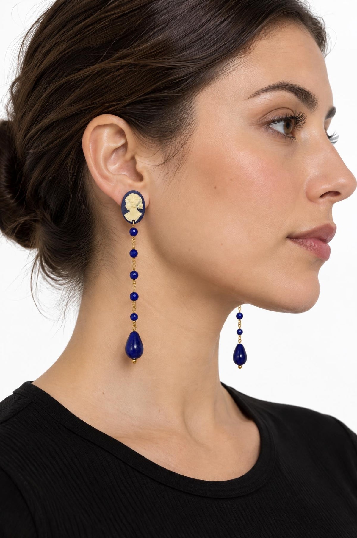 Pendientes Fabrizio Marcantelli Largos Camafeo Azul
